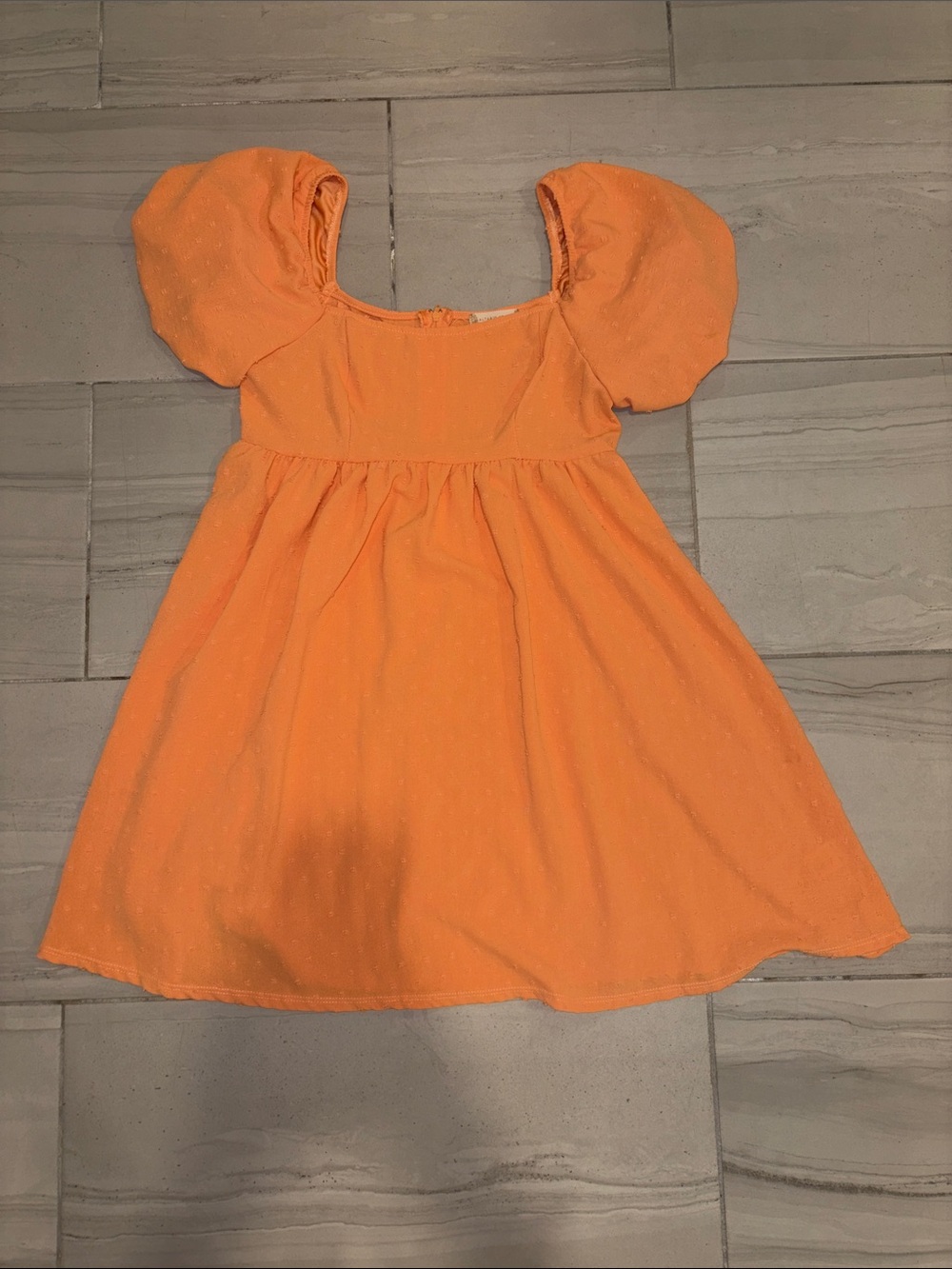 Altar’d State Orange Puff Sleeve Babydoll Mini Dress